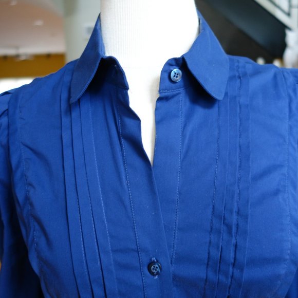 Just Cavalli blue blouse size small $380 puffed sleeves pleats Roberto Cavalli - Picture 3 of 12